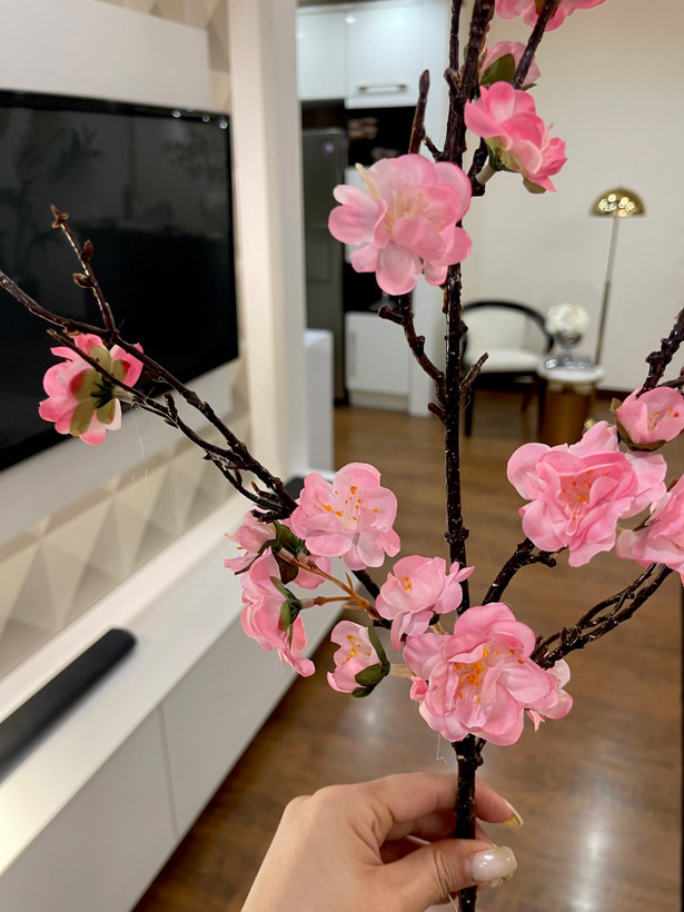 گل مصنوعی وارداتی شکوفه ژاپنی ساقه چوبی
